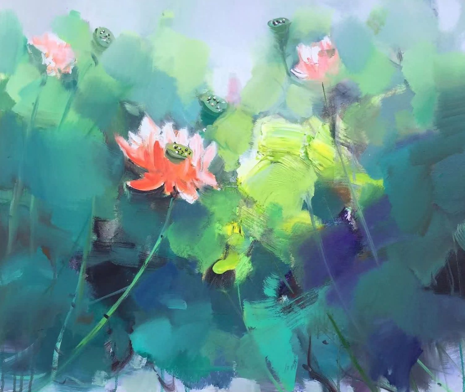 Ember Lotus by Jonathan Zhang, oil on canvas